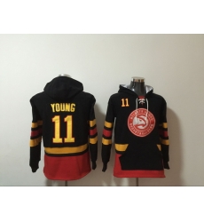 Men Atlanta Hawks #11 Trae Young Black All Stitched Hoody Men Atlanta Hawks #11 Trae Young Black All Stitched Hoody