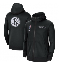 Men Nike Brooklyn Nets Black Authentic Showtime Performance Full Zip Hoodie Jacket Men Nike Brooklyn Nets Black Authentic Showtime Performance Full Zip Hoodie Jacket