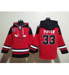 Men Chicago Bulls 33 Scottie Pippen Red Black Ageless Must Have Lace Up Pullover Hoodie Men Chicago Bulls 33 Scottie Pippen Red Black Ageless Must Have Lace Up Pullover Hoodie