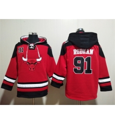 Men Chicago Bulls 91 Dennis Rodman Red Black Ageless Must Have Lace Up Pullover Hoodie Men Chicago Bulls 91 Dennis Rodman Red Black Ageless Must Have Lace Up Pullover Hoodie