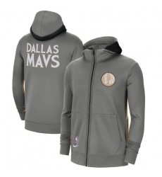 Men Nike Dallas Mavericks Gray City Edition Showtime Full Zip Hoodie Men Nike Dallas Mavericks Gray City Edition Showtime Full Zip Hoodie