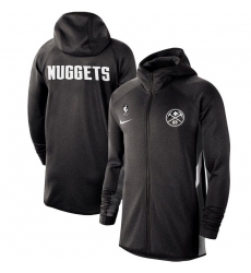 Men Nike Denver Nuggets Heathered Black Authentic Showtime Therma Flex Performance Full Zip Hoodie