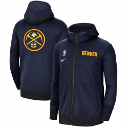 Men Nike Denver Nuggets Navy Authentic Showtime Performance Full Zip Hoodie Jacket