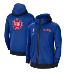 Men Nike Detroit Pistons Blue Authentic Showtime Performance Full Zip Hoodie Jacket Men Nike Detroit Pistons Blue Authentic Showtime Performance Full Zip Hoodie Jacket
