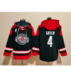 Men Houston Rockets 4 Jalen Green Black Red Lace Up Pullover Hoodie Men Houston Rockets 4 Jalen Green Black Red Lace Up Pullover Hoodie