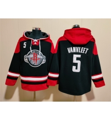 Men Houston Rockets 5 Fred VanVleet Black Red Lace Up Pullover Hoodie Men Houston Rockets 5 Fred VanVleet Black Red Lace Up Pullover Hoodie