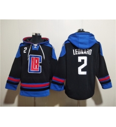 Men Los Angeles Clippers 2 Kawhi Leonard Black Blue Lace Up Pullover Hoodie Men Los Angeles Clippers 2 Kawhi Leonard Black Blue Lace Up Pullover Hoodie
