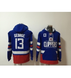 Men's Los Angeles Clippers #13 Paul George Blue Lace-Up Pullover Hoodie Men's Los Angeles Clippers #13 Paul George Blue Lace-Up Pullover Hoodie