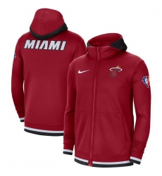 Men Miami Heat Nike 75th Anniversary Performance Showtime Full Zip Hoodie Jacket   Red