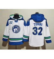 Men Minnesota Timberwolves 32 Karl Anthony Towns White Lace Up Pullover Hoodie Men Minnesota Timberwolves 32 Karl Anthony Towns White Lace Up Pullover Hoodie