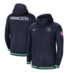 Men Minnesota Timberwolves Nike 75th Anniversary Performance Showtime Full Zip Hoodie Jacket Navy Men Minnesota Timberwolves Nike 75th Anniversary Performance Showtime Full Zip Hoodie Jacket Navy