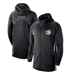 Men Nike Toronto Raptors Heathered Black Authentic Showtime Therma Flex Performance Full Zip Hoodie