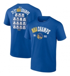Men's Golden State Warriors 2021-2022 Royal NBA Finals Champions Final Buzzer Jersey Roster T-Shirt Men's Golden State Warriors 2021-2022 Royal NBA Finals Champions Final Buzzer Jersey Roster T-Shirt