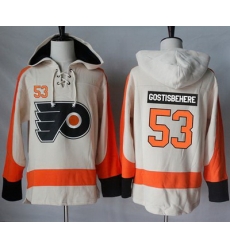 Flyers #53 Shayne Gostisbehere Cream Sawyer Hooded Sweatshirt Stitched NHL Jersey Flyers #53 Shayne Gostisbehere Cream Sawyer Hooded Sweatshirt Stitched NHL Jersey