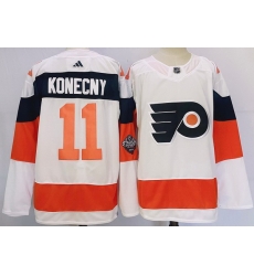 Men Philadelphia Flyers 11 Travis Konecny White 2023 2024 Stadium Series Stitched Jersey Men Philadelphia Flyers 11 Travis Konecny White 2023 2024 Stadium Series Stitched Jersey