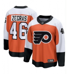 Men Philadelphia Flyers 46 Trevor Zegras Orange 2024 25 Home stitched Hockey Jersey