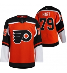 Men Philadelphia Flyers 79 Carter Hart Orange 2021 Reverse Retro Authentic Jersey Men Philadelphia Flyers 79 Carter Hart Orange 2021 Reverse Retro Authentic Jersey
