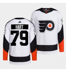 Men Philadelphia Flyers 79 Carter Hart White 2022 Reverse Retro Stitched Jersey Men Philadelphia Flyers 79 Carter Hart White 2022 Reverse Retro Stitched Jersey