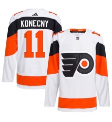 Men's Philadelphia Flyers #11 Travis Konecny White 2024 Stadium Series Stitched Jersey Men's Philadelphia Flyers #11 Travis Konecny White 2024 Stadium Series Stitched Jersey