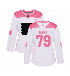 Women Philadelphia Flyers #79 Carter Hart Authentic White Pink Fashion Hockey Jersey Women Philadelphia Flyers #79 Carter Hart Authentic White Pink Fashion Hockey Jersey