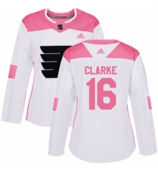 Womens Adidas Philadelphia Flyers 16 Bobby Clarke Authentic WhitePink Fashion NHL Jersey Womens Adidas Philadelphia Flyers 16 Bobby Clarke Authentic WhitePink Fashion NHL Jersey