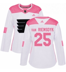 Womens Adidas Philadelphia Flyers 25 James Van Riemsdyk Authentic White Pink Fashion NHL Jersey Womens Adidas Philadelphia Flyers 25 James Van Riemsdyk Authentic White Pink Fashion NHL Jersey