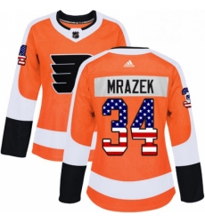 Womens Adidas Philadelphia Flyers 34 Petr Mrazek Authentic Orange USA Flag Fashion NHL Jersey Womens Adidas Philadelphia Flyers 34 Petr Mrazek Authentic Orange USA Flag Fashion NHL Jersey