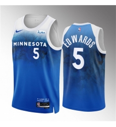 Men Minnesota Timberwolves 5 Anthony Edwards Blue 2023 24 City Edition Stitched Jersey Men Minnesota Timberwolves 5 Anthony Edwards Blue 2023 24 City Edition Stitched Jersey