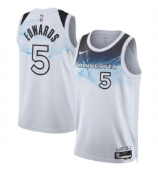 Men Minnesota Timberwolves 5 Anthony Edwards White 2024 25 City Edition Stitched Jersey Men Minnesota Timberwolves 5 Anthony Edwards White 2024 25 City Edition Stitched Jersey
