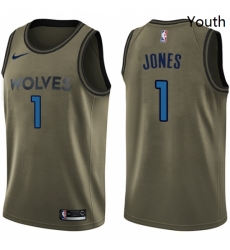 Youth Nike Minnesota Timberwolves 1 Tyus Jones Swingman Green Salute to Service NBA Jersey Youth Nike Minnesota Timberwolves 1 Tyus Jones Swingman Green Salute to Service NBA Jersey