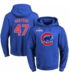MLB Men Chicago Cubs 47 Miguel Montero Royal Team Color Primary Logo Pullover Hoodie MLB Men Chicago Cubs 47 Miguel Montero Royal Team Color Primary Logo Pullover Hoodie