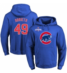 MLB Men Chicago Cubs 49 Jake Arrieta Royal Team Color Primary Logo Pullover Hoodie MLB Men Chicago Cubs 49 Jake Arrieta Royal Team Color Primary Logo Pullover Hoodie