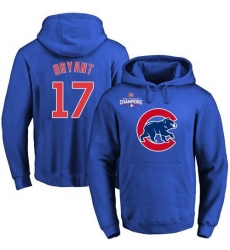 Men Chicago Cubs 17 Kris Bryant Blue 2016 World Series Champions Primary Logo Pullover MLB Hoodie Men Chicago Cubs 17 Kris Bryant Blue 2016 World Series Champions Primary Logo Pullover MLB Hoodie