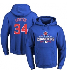 Men Chicago Cubs 34 Jon Lester Blue 2016 World Series Champions Pullover MLB Hoodie Men Chicago Cubs 34 Jon Lester Blue 2016 World Series Champions Pullover MLB Hoodie