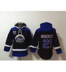 Men New York Mets 21 Max Scherzer Black Blue Ageless Must Have Lace Up Pullover Hoodie Men New York Mets 21 Max Scherzer Black Blue Ageless Must Have Lace Up Pullover Hoodie