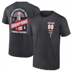 Men Florida Panthers Custom Charcoal 2025 Stanley Cup Champions T Shirt