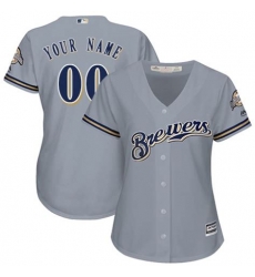 Men Women Youth All Size Milwaukee Brewers Custom Cool Base Grey Jersey Men Women Youth All Size Milwaukee Brewers Custom Cool Base Grey Jersey