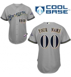 Men Women Youth All Size Milwaukee Brewers Custom Jerseys Grey 3 Men Women Youth All Size Milwaukee Brewers Custom Jerseys Grey 3
