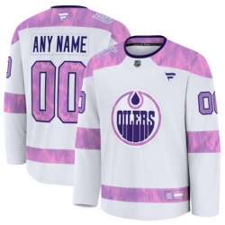 Men Women Youth Edmonton Oilers Fanatics 2024 Hockey Fights Cancer Custom Practice Jersey White