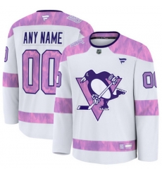 Men Women Youth Pittsburgh Penguins Fanatics 2024 Hockey Fights Cancer Custom Practice Jersey White