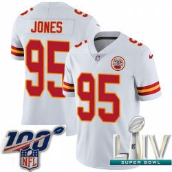2020 Super Bowl LIV Youth Nike Kansas City Chiefs #95 Chris Jones White Vapor Untouchable Limited Player NFL Jersey
