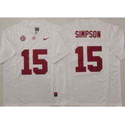 Men Alabama Crimson Tide White #15 TY SIMPSON Stitched F U S E NCAA Jersey