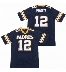 Men Tom Brady 12 Junipero Serra Padres High School Football Dark Blue