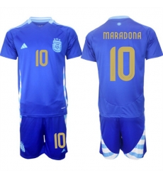 Men Argentina 10 Diego Maradona Blue 2024 25 Away SoccerJersey Suit Men Argentina 10 Diego Maradona Blue 2024 25 Away SoccerJersey Suit