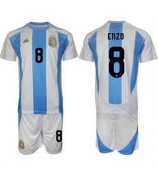Men Argentina 8 Enzo White Blue 2024 25 Home Soccer Jersey Suit Men Argentina 8 Enzo White Blue 2024 25 Home Soccer Jersey Suit