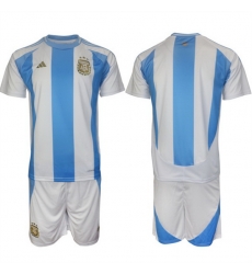 Men Argentina Blank White Blue 2024 25 Home SoccerJersey Suit