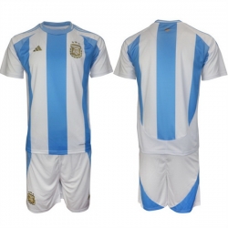 Men Argentina Blank White Blue 2024 25 Home SoccerJersey Suit