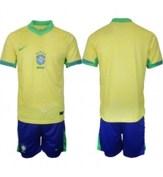 Men Brazil National Football Team Custom Yellow 2024 25 Soccer Jersey Suit