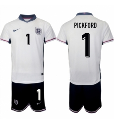 Men England 1 Jordan Pickford 2024 25 White Home Soccer Jersey Suit Men England 1 Jordan Pickford 2024 25 White Home Soccer Jersey Suit