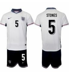 Men England 5 John Stones 2024 25 White Home Soccer Jersey Suit Men England 5 John Stones 2024 25 White Home Soccer Jersey Suit